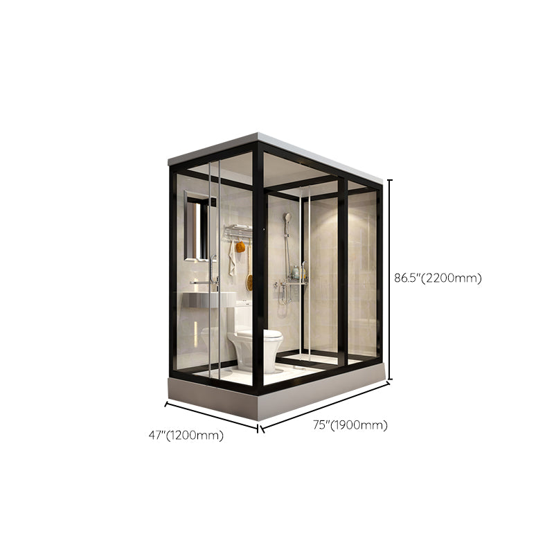 Contemporary Framed Shower Stall Frosted Shower Stall with Ceiling