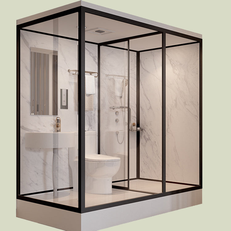 Tempered Glass Shower Stall with Shower Base Rectangle Shower Stall