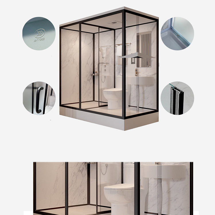 Tempered Glass Shower Stall with Shower Base Rectangle Shower Stall