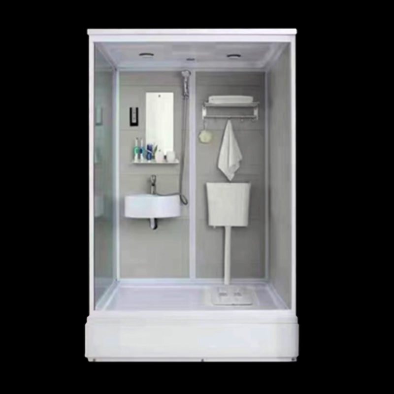 Tempered Glass Single Sliding Shower Enclosure White One Piece Frame Shower Enclosure