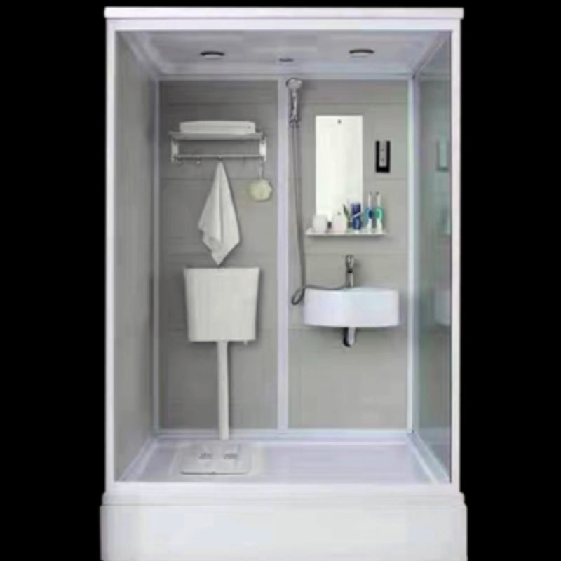 Tempered Glass Single Sliding Shower Enclosure White One Piece Frame Shower Enclosure