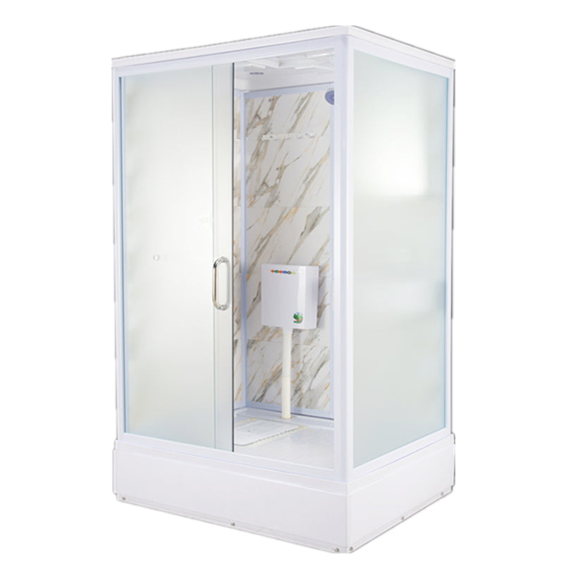 Tempered Glass Single Sliding Shower Enclosure White One Piece Frame Shower Enclosure