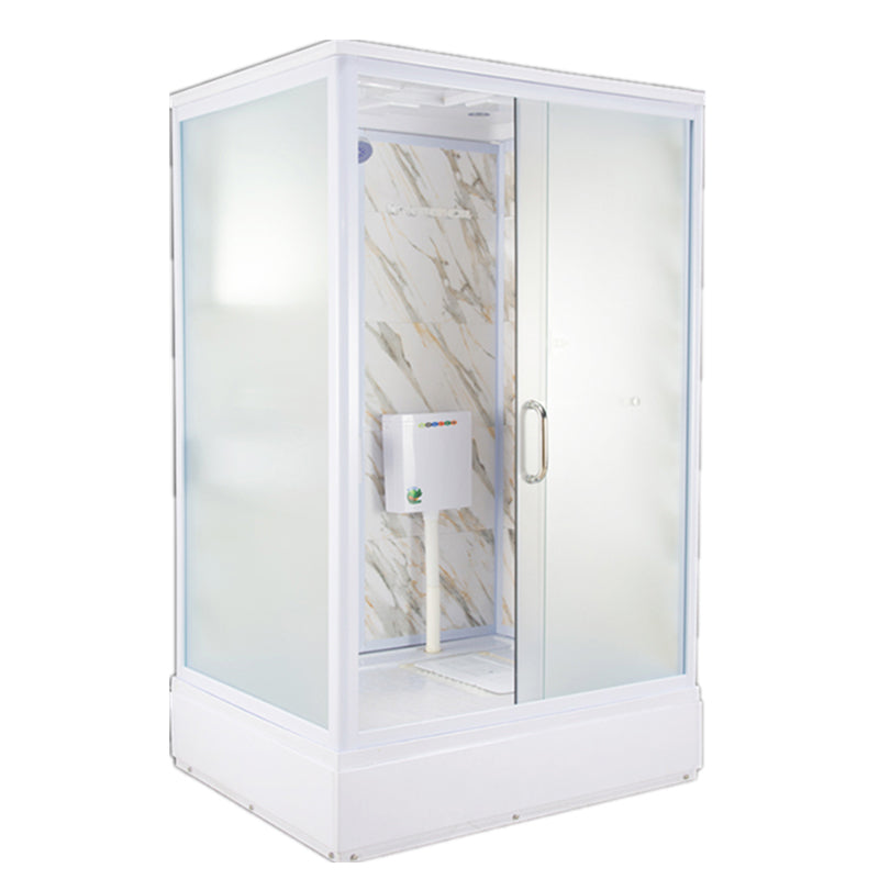 Tempered Glass Single Sliding Shower Enclosure White One Piece Frame Shower Enclosure