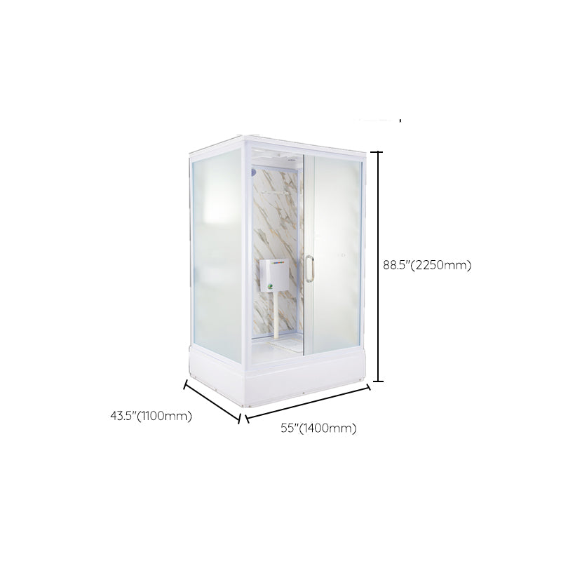 Tempered Glass Single Sliding Shower Enclosure White One Piece Frame Shower Enclosure