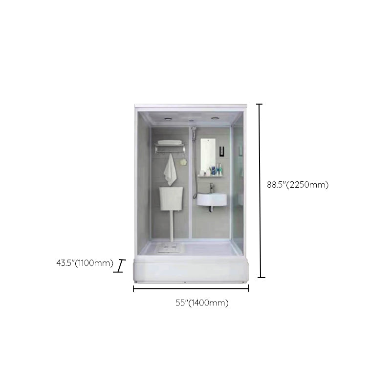 Tempered Glass Single Sliding Shower Enclosure White One Piece Frame Shower Enclosure