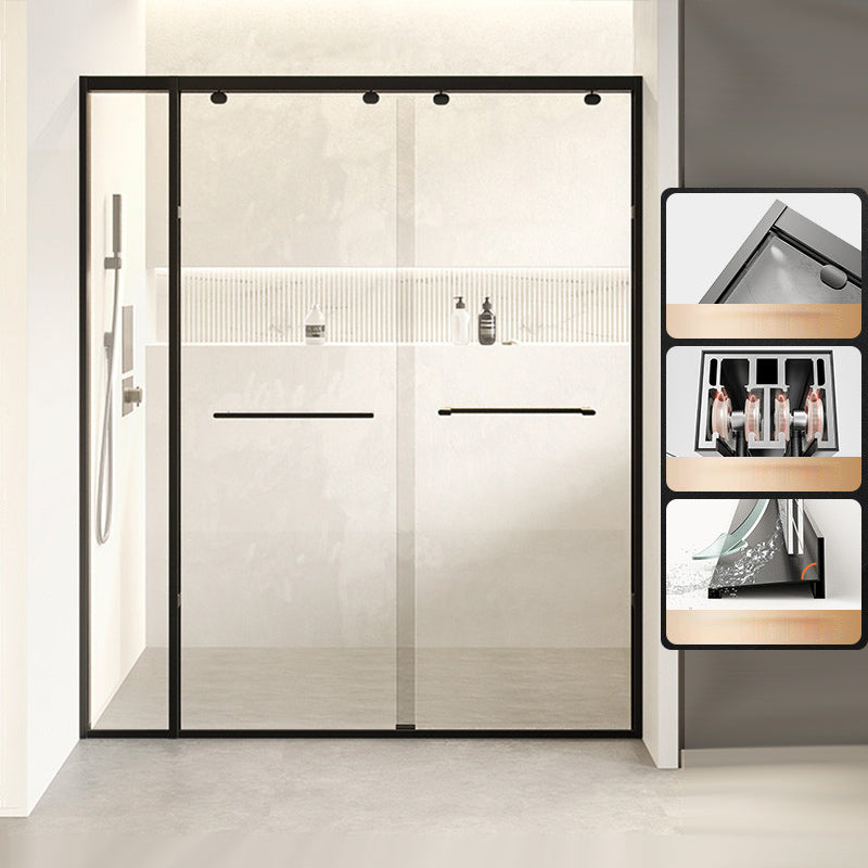 Double Sliding Shower Door Semi Frameless Shower Door with Stainless Steel Frame