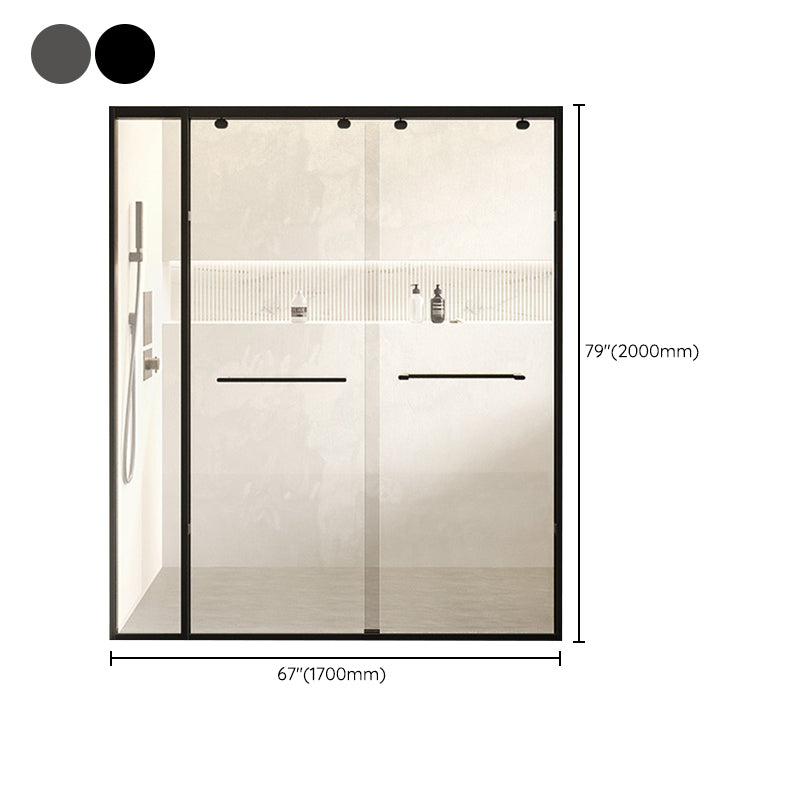 Double Sliding Shower Door Semi Frameless Shower Door with Stainless Steel Frame