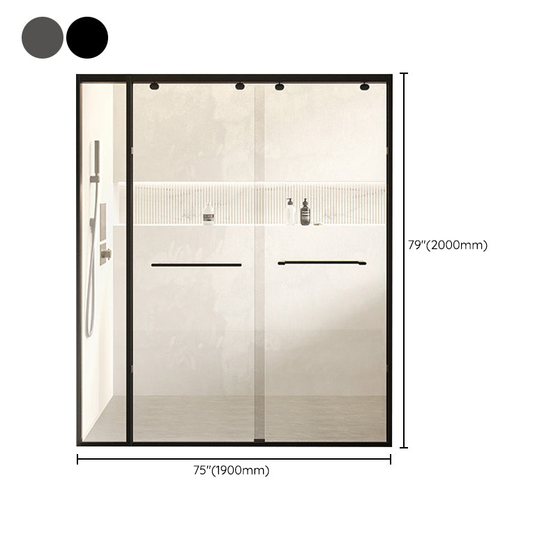 Double Sliding Shower Door Semi Frameless Shower Door with Stainless Steel Frame