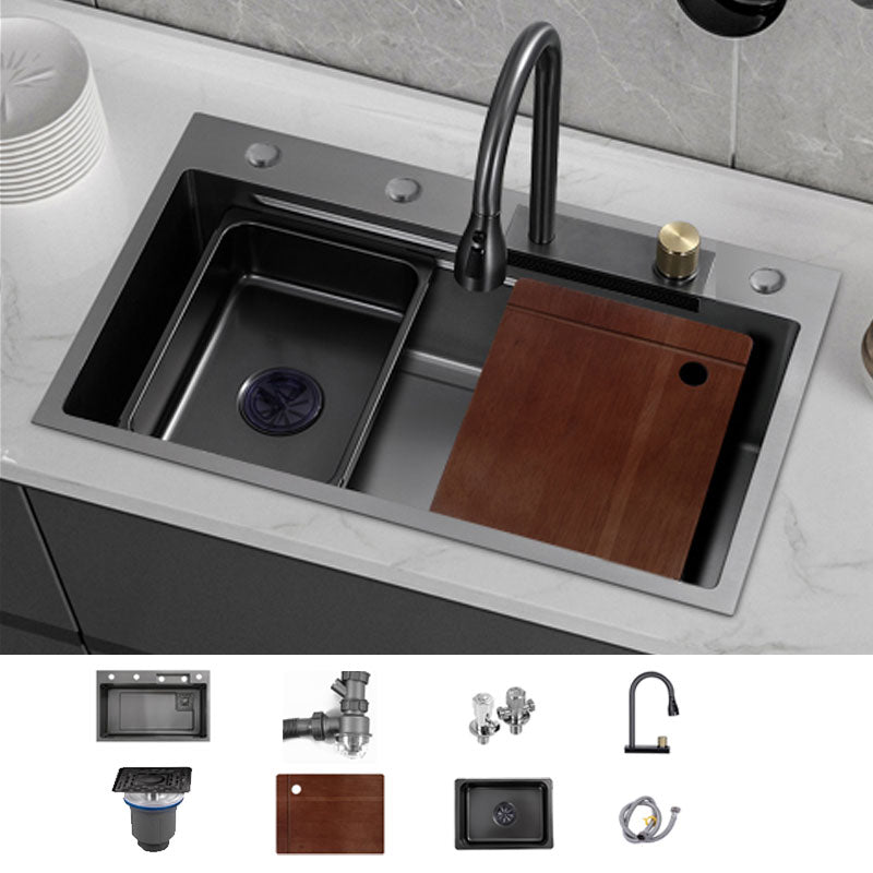 Contemporary Black Sink Stainless Steel Kitchen Sink with Soundproofing