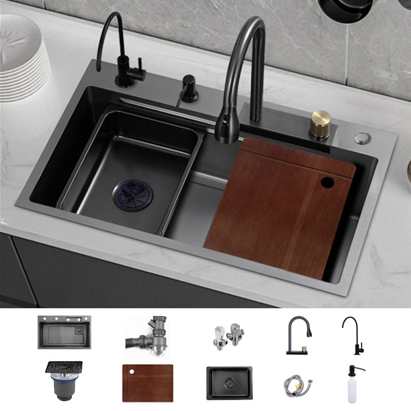 Contemporary Black Sink Stainless Steel Kitchen Sink with Soundproofing