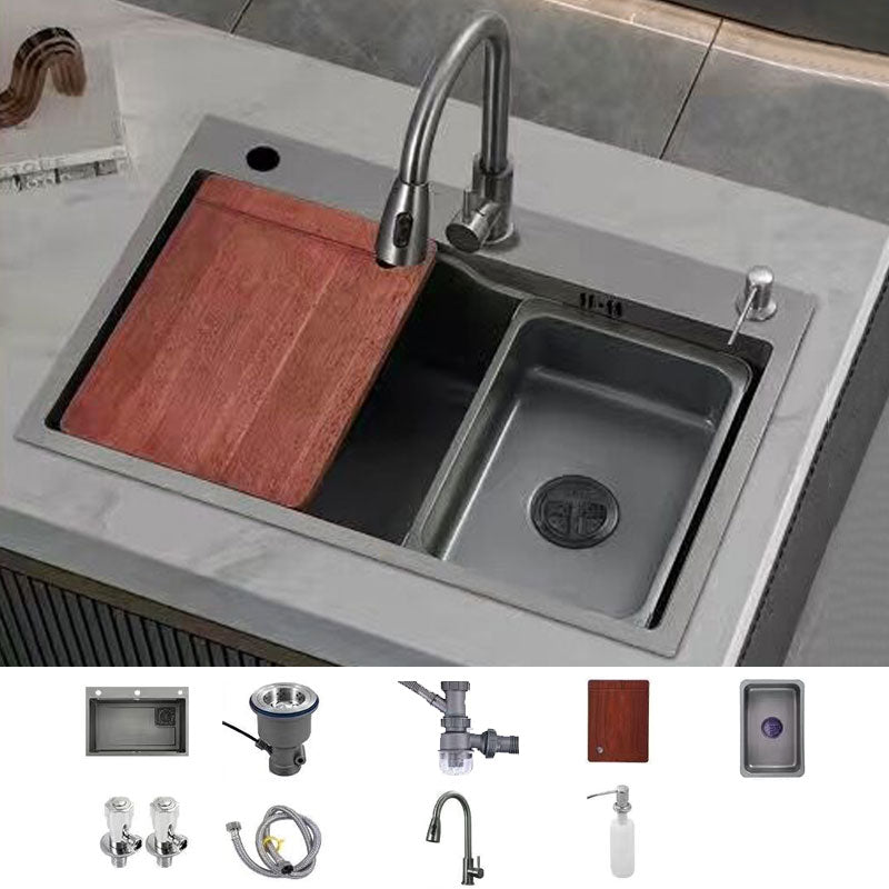 Contemporary Black Sink Stainless Steel Kitchen Sink with Soundproofing