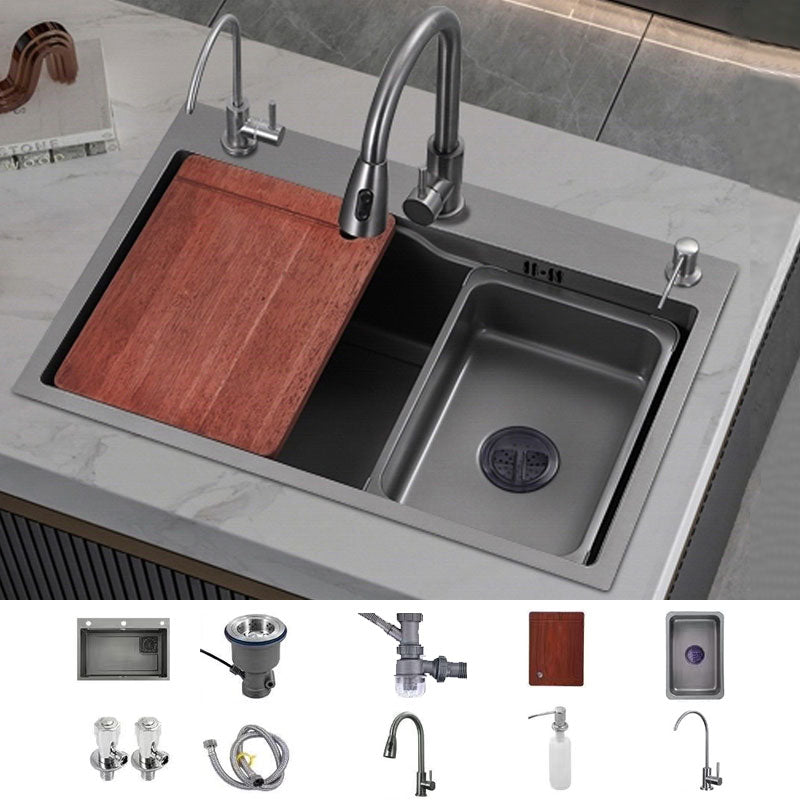 Contemporary Black Sink Stainless Steel Kitchen Sink with Soundproofing