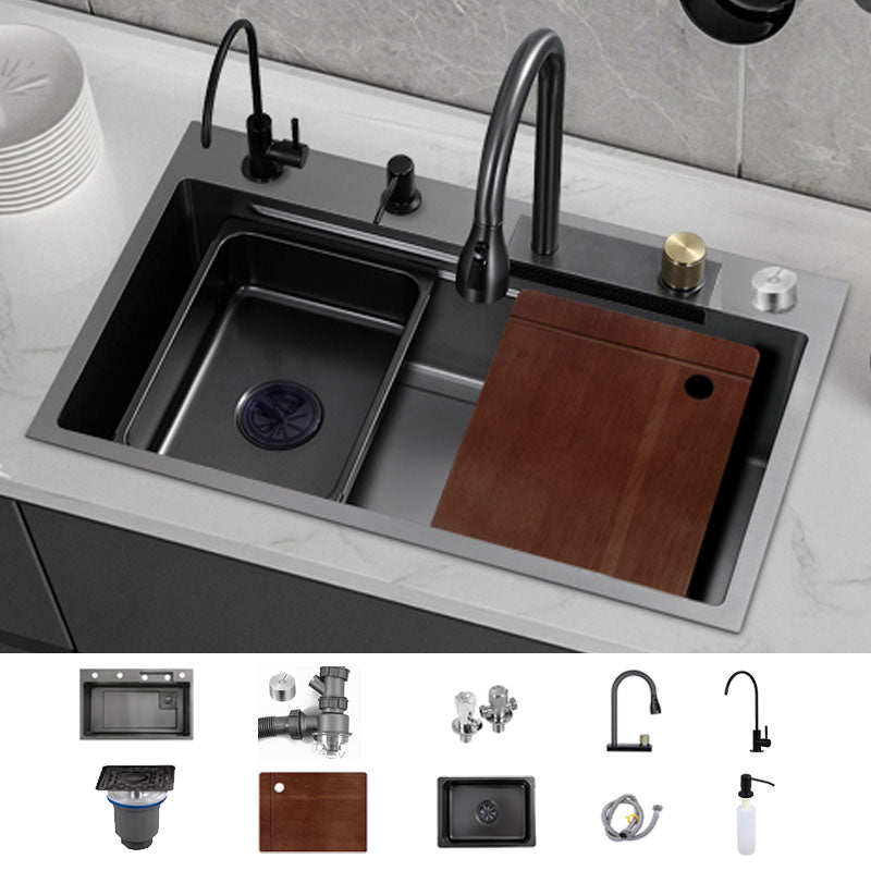 Contemporary Black Sink Stainless Steel Kitchen Sink with Soundproofing