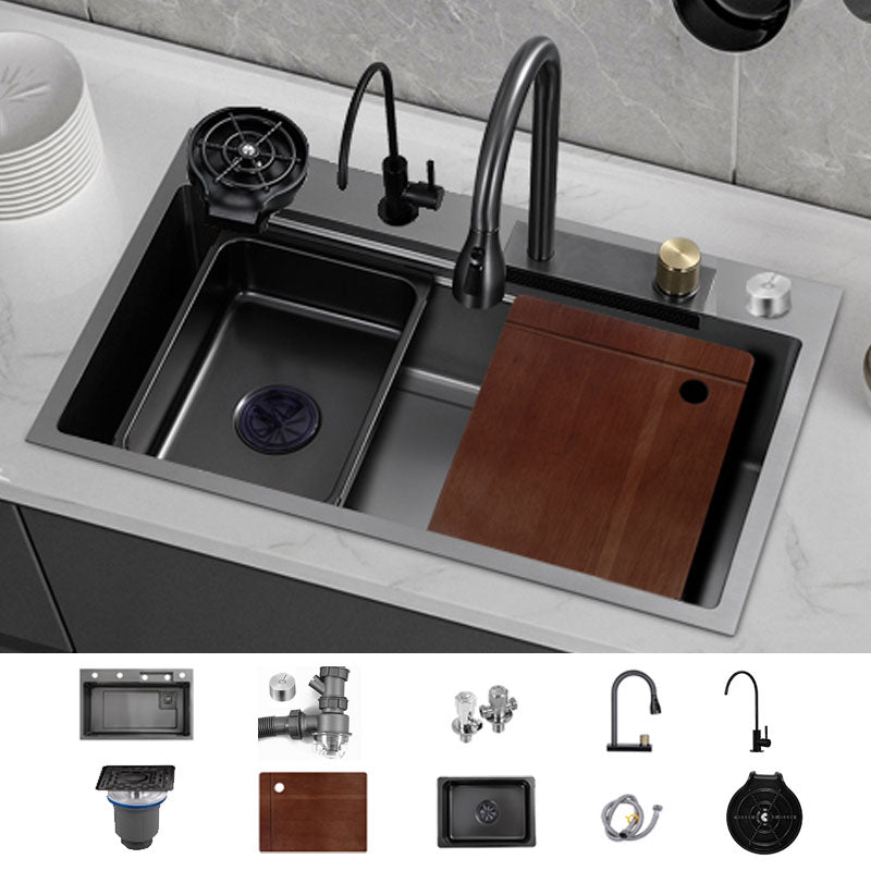 Contemporary Black Sink Stainless Steel Kitchen Sink with Soundproofing