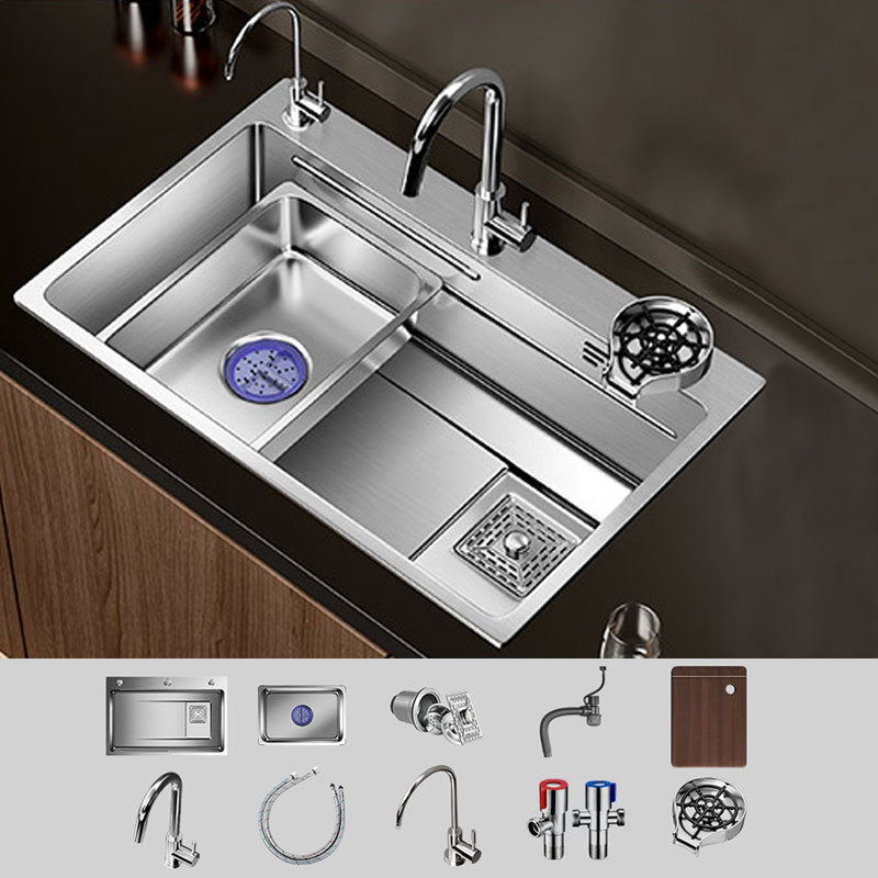 Modern Kitchen Sink Stainless Steel Strainer Kitchen Sink with Faucet in Chrome