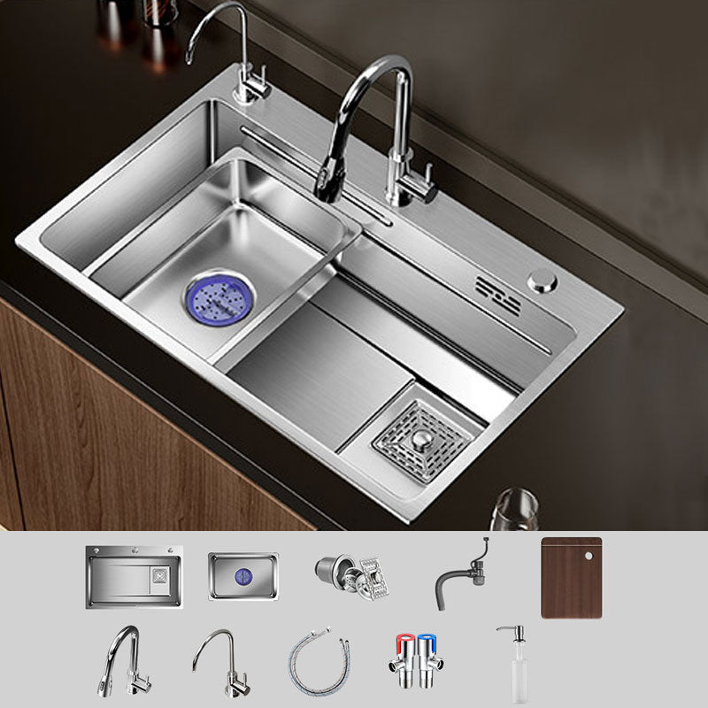 Modern Kitchen Sink Stainless Steel Strainer Kitchen Sink with Faucet in Chrome