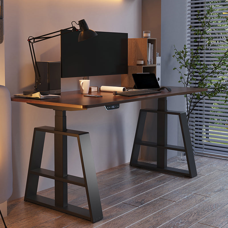 Rectangular Shaped Computer Desk Table Wood Writing Desk in Brown