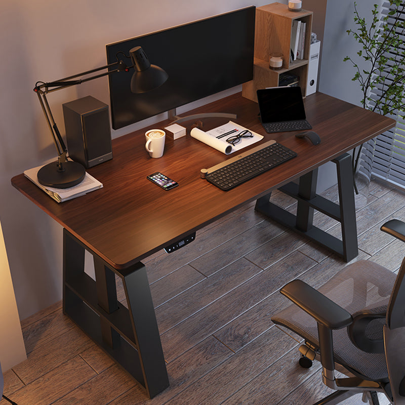 Rectangular Shaped Computer Desk Table Wood Writing Desk in Brown