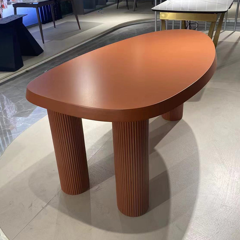 Irregular Shaped Office Conference Table Wood Writing Desk in Orange