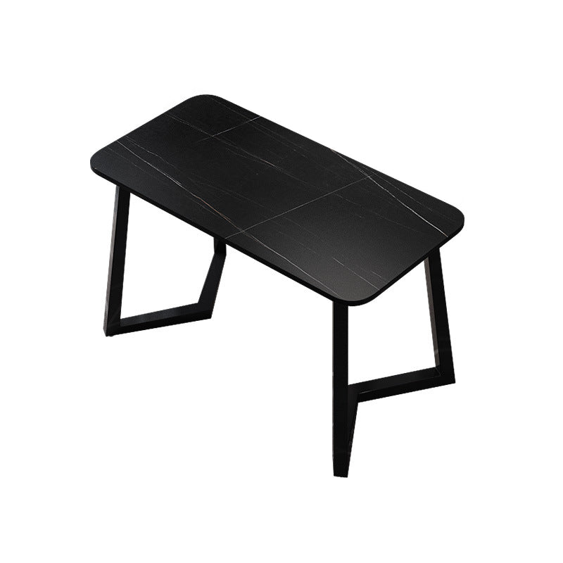 Stone Rectangle Office Desk Modern Style Writing Desk with Iron Legs