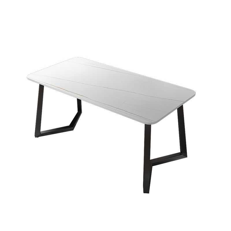 Stone Rectangle Office Desk Modern Style Writing Desk with Iron Legs