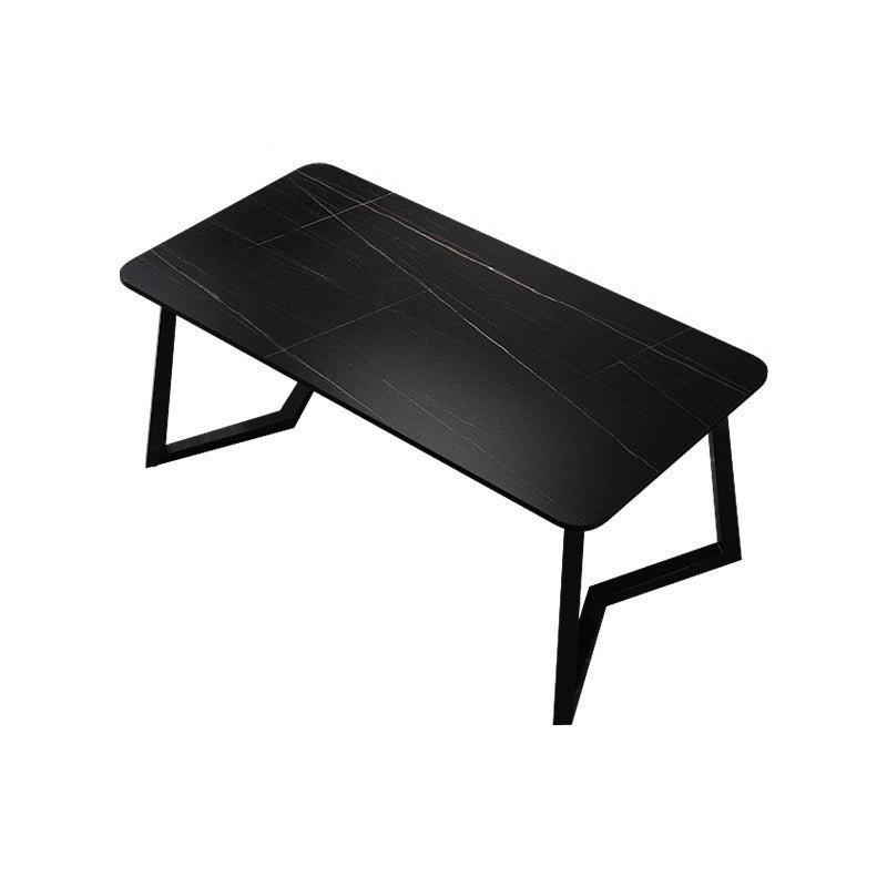 Stone Rectangle Office Desk Modern Style Writing Desk with Iron Legs