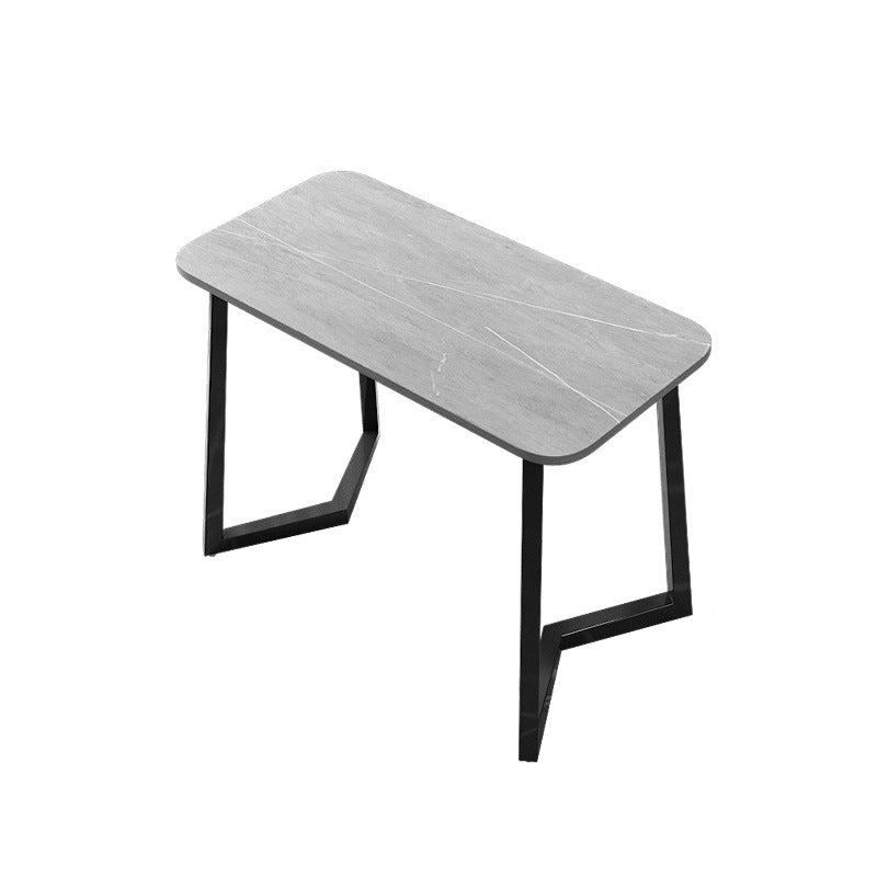 Stone Rectangle Office Desk Modern Style Writing Desk with Iron Legs