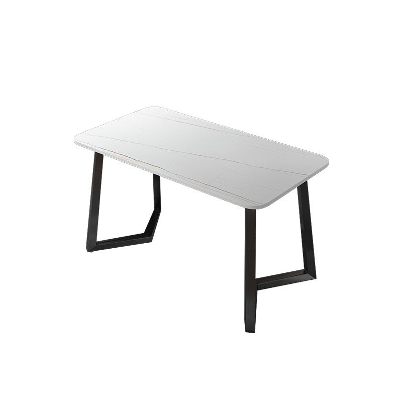 Stone Rectangle Office Desk Modern Style Writing Desk with Iron Legs