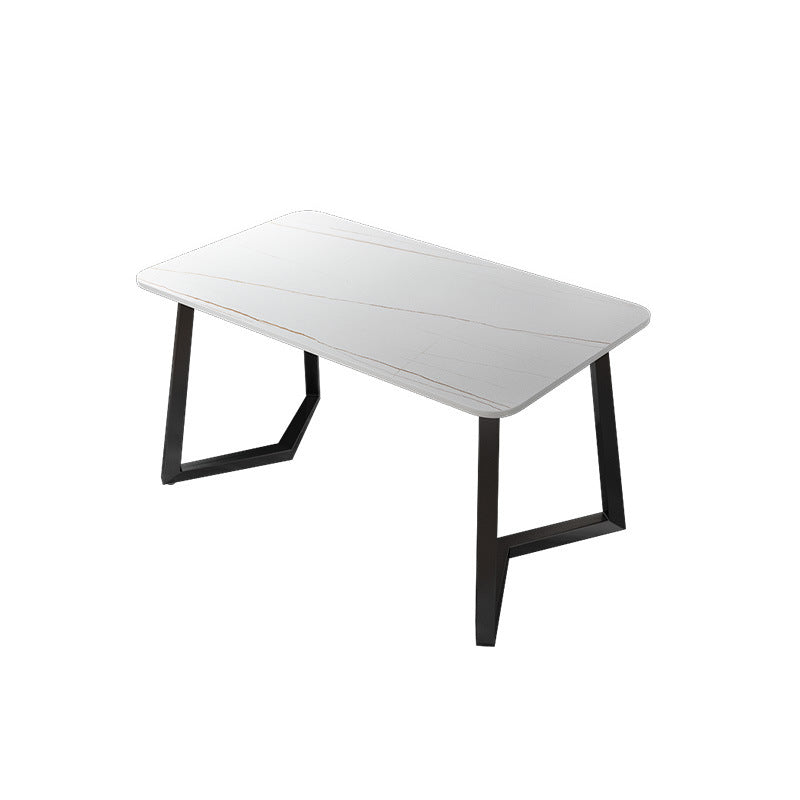 Stone Rectangle Office Desk Modern Style Writing Desk with Iron Legs