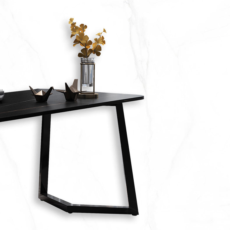 Stone Rectangle Office Desk Modern Style Writing Desk with Iron Legs