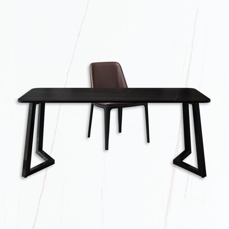 Stone Rectangle Office Desk Modern Style Writing Desk with Iron Legs