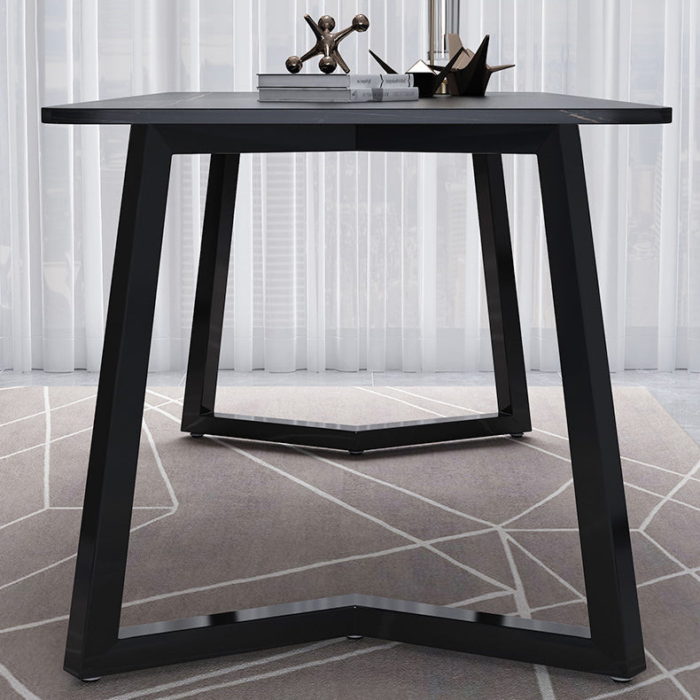 Stone Rectangle Office Desk Modern Style Writing Desk with Iron Legs