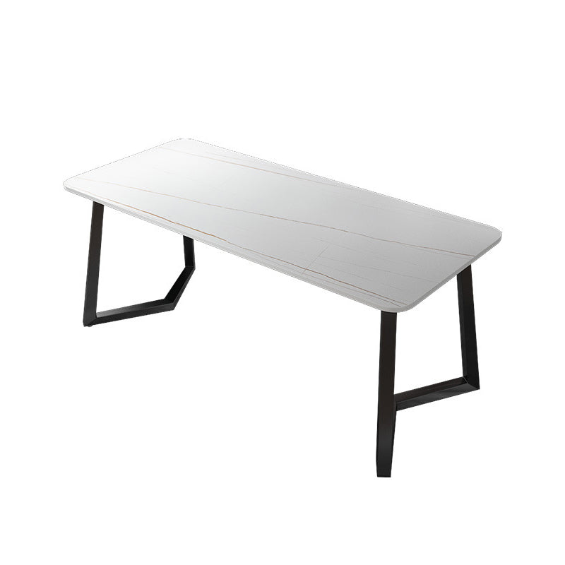 Stone Rectangle Office Desk Modern Style Writing Desk with Iron Legs