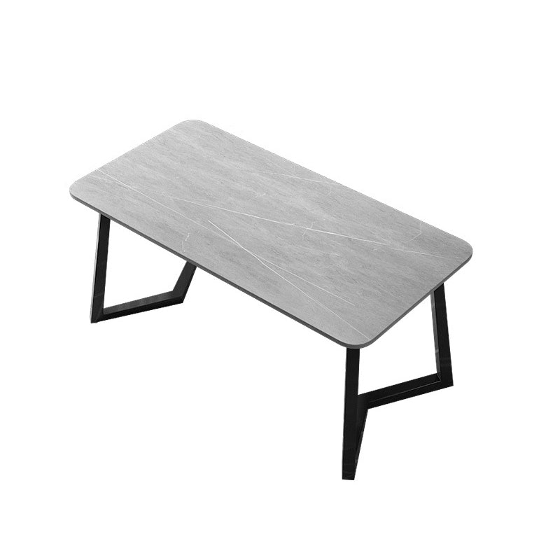 Stone Rectangle Office Desk Modern Style Writing Desk with Iron Legs