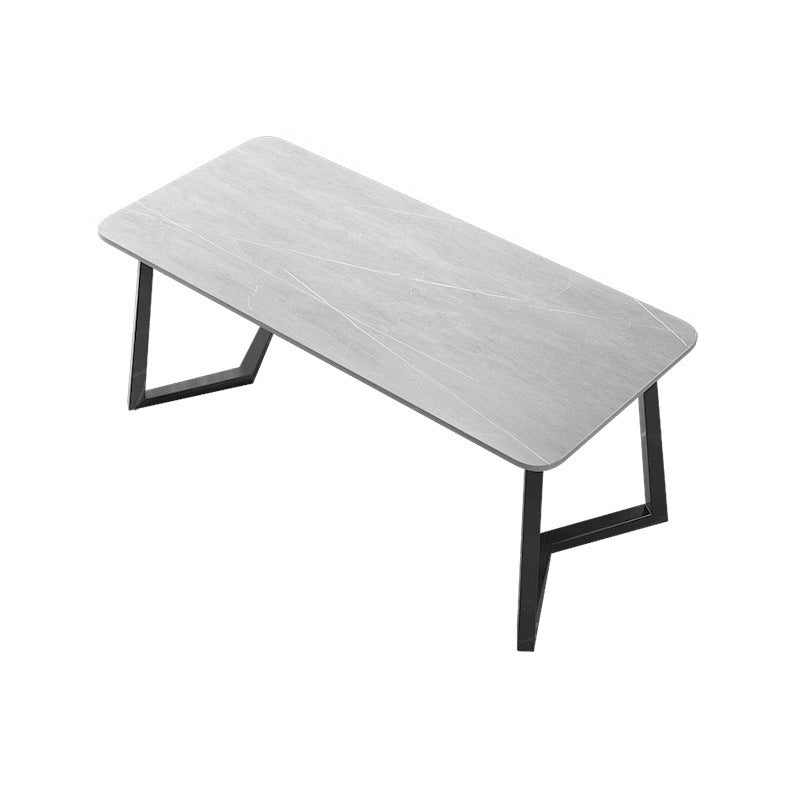 Stone Rectangle Office Desk Modern Style Writing Desk with Iron Legs