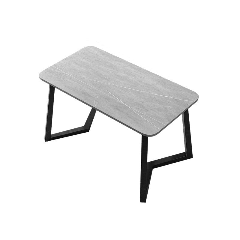 Stone Rectangle Office Desk Modern Style Writing Desk with Iron Legs