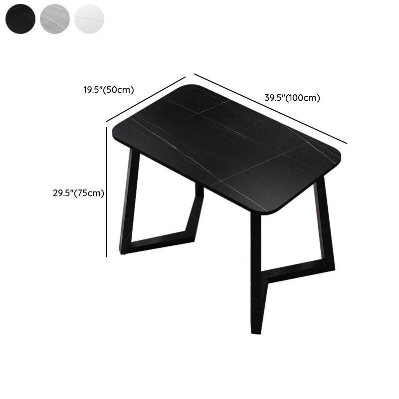 Stone Rectangle Office Desk Modern Style Writing Desk with Iron Legs