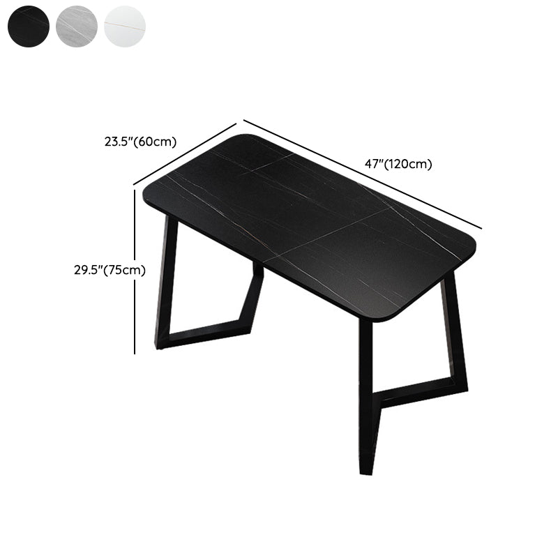 Stone Rectangle Office Desk Modern Style Writing Desk with Iron Legs