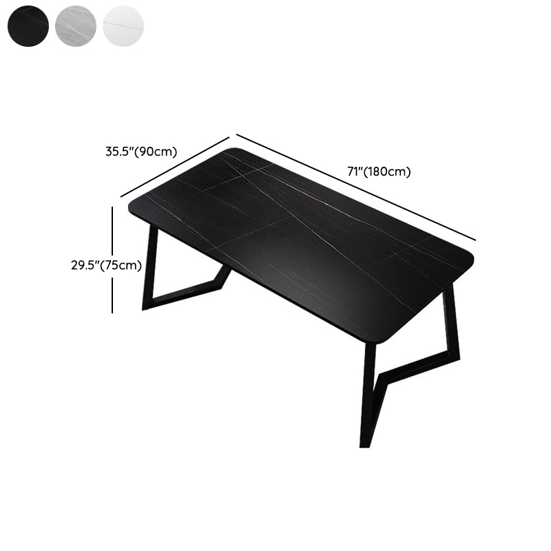 Stone Rectangle Office Desk Modern Style Writing Desk with Iron Legs