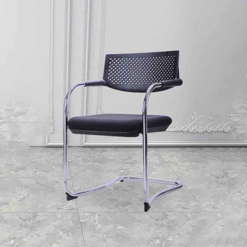 Contemporary Office Chair No Wheels Mid-Back Desk Chair with Arm