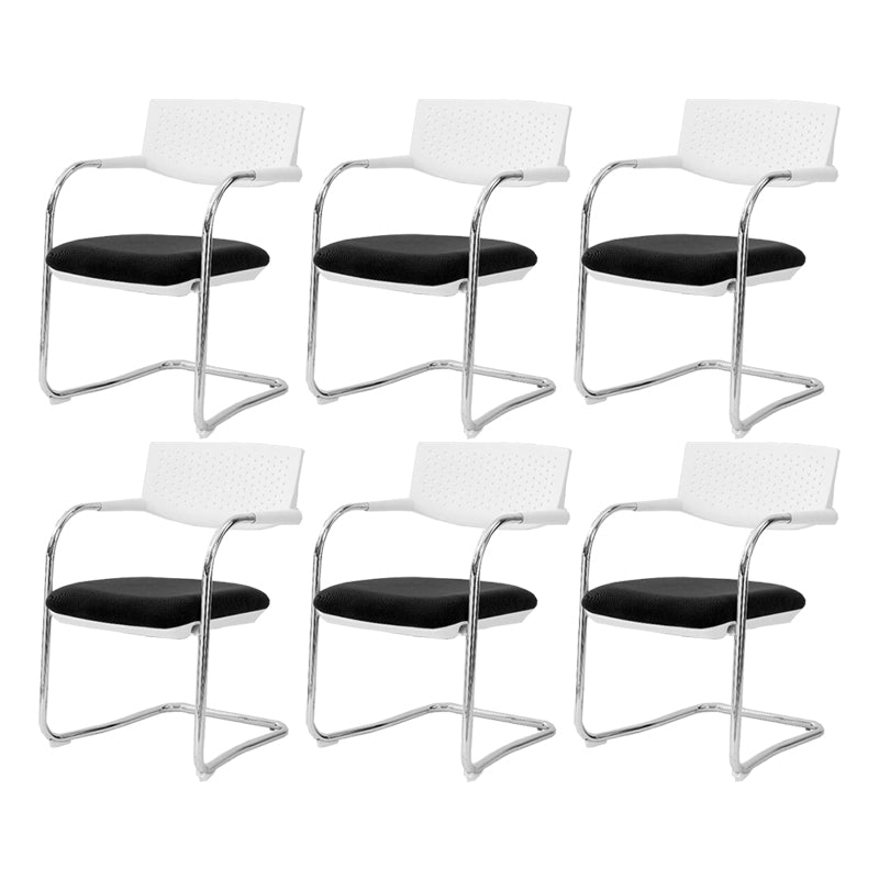 Contemporary Office Chair No Wheels Mid-Back Desk Chair with Arm