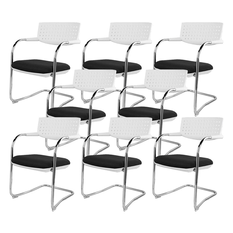 Contemporary Office Chair No Wheels Mid-Back Desk Chair with Arm