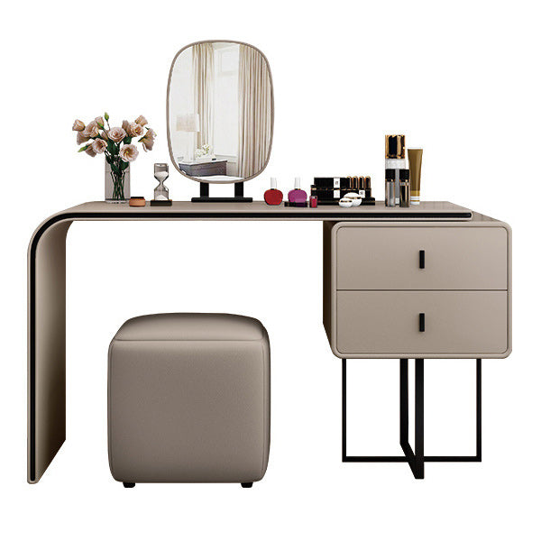 2-drawer Leather Vanity Table 28.74" H Dressing Table with Metal Base