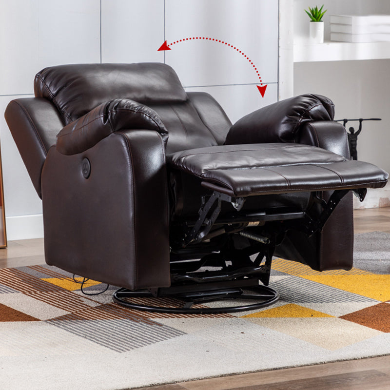 Modern 34.64" Wide Standard Swivel Rocker Leather Recliner Chair