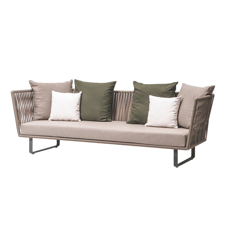 Brown Rattan Patio Sofa UV Resistant Outdoor Patio Sofa with Cushions