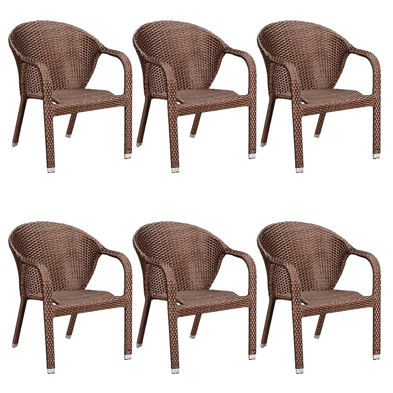 Tropical Brown Patio Arm Chair with Arm Rattan Dining Armchair