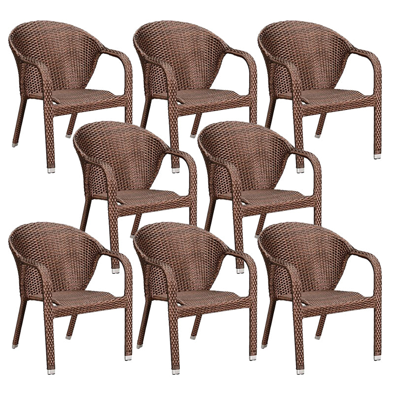 Tropical Brown Patio Arm Chair with Arm Rattan Dining Armchair