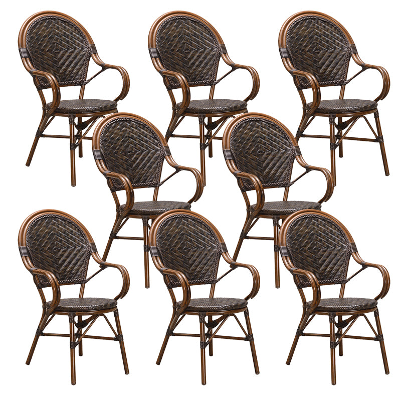 Tropical High Backrest Armed Chairs with Arm Rattan Dining Armchair