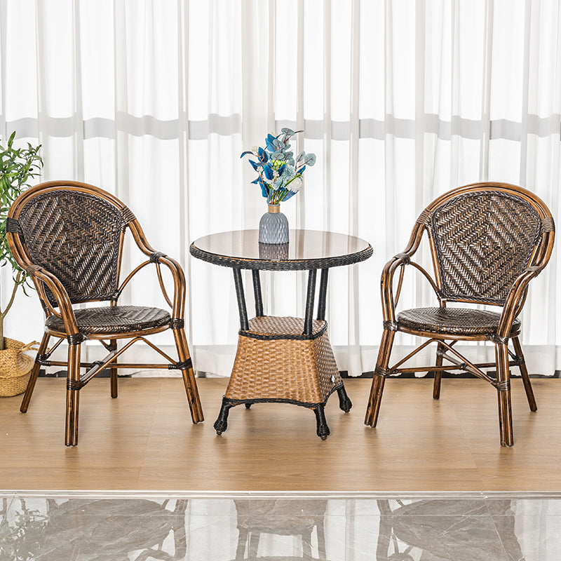 Tropical High Backrest Armed Chairs with Arm Rattan Dining Armchair