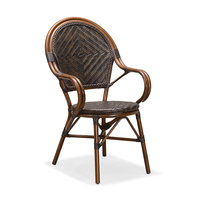 Tropical High Backrest Armed Chairs with Arm Rattan Dining Armchair